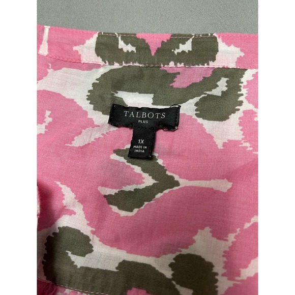 Talbots Womens Shirt 1X Pink Preppy Lightweight Beachy Coastal Old Money Travel - Picture 4 of 9